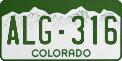 CO license plate ALG316