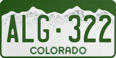 CO license plate ALG322