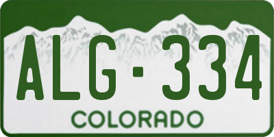 CO license plate ALG334