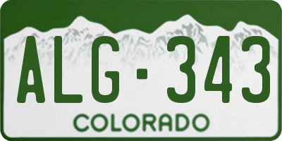 CO license plate ALG343