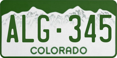 CO license plate ALG345