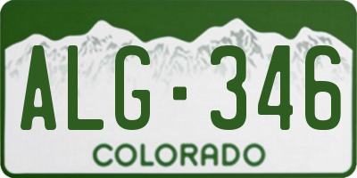 CO license plate ALG346