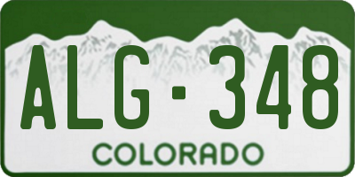CO license plate ALG348