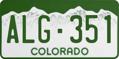CO license plate ALG351