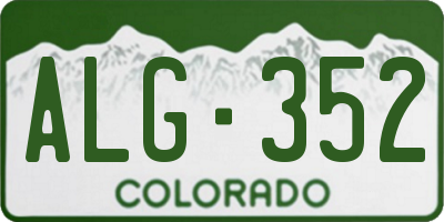 CO license plate ALG352