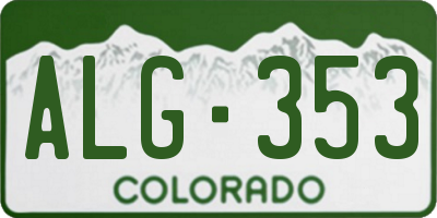 CO license plate ALG353