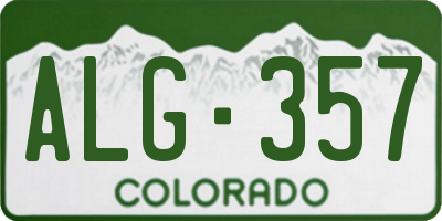 CO license plate ALG357