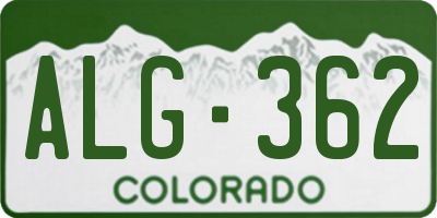 CO license plate ALG362