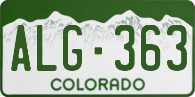 CO license plate ALG363