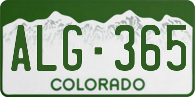 CO license plate ALG365