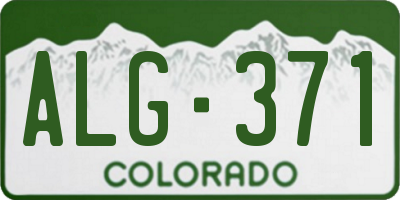 CO license plate ALG371