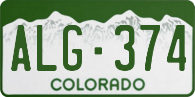 CO license plate ALG374