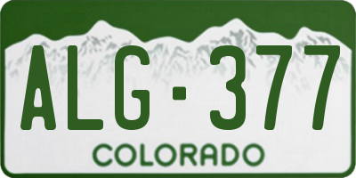 CO license plate ALG377