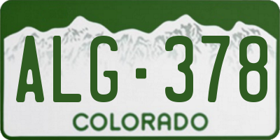 CO license plate ALG378