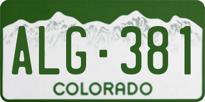 CO license plate ALG381