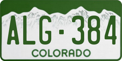 CO license plate ALG384