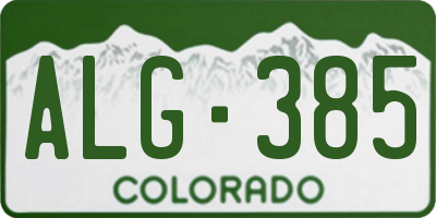CO license plate ALG385