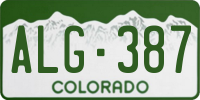CO license plate ALG387