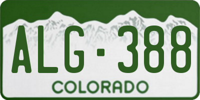 CO license plate ALG388