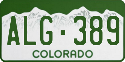CO license plate ALG389