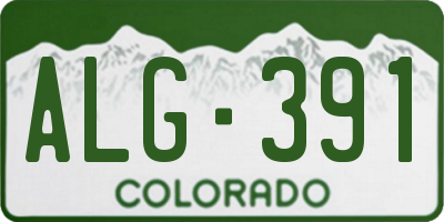 CO license plate ALG391