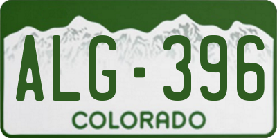 CO license plate ALG396