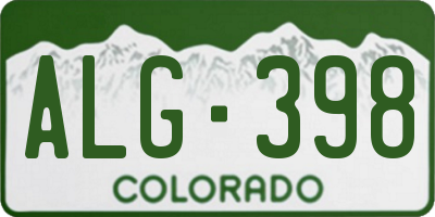 CO license plate ALG398