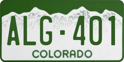 CO license plate ALG401