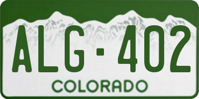 CO license plate ALG402