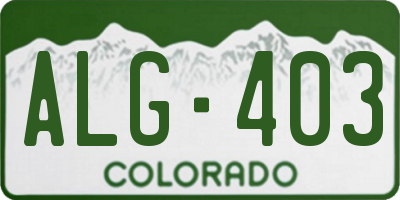 CO license plate ALG403