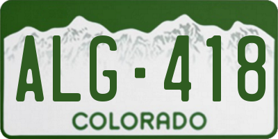 CO license plate ALG418