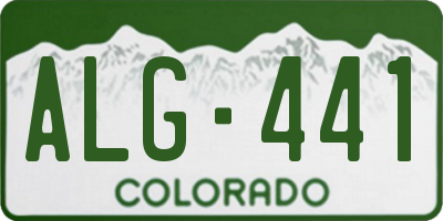 CO license plate ALG441