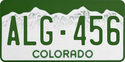 CO license plate ALG456