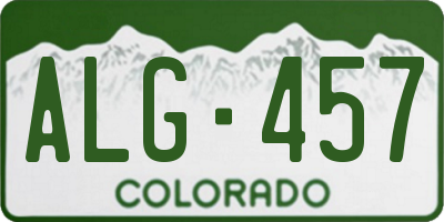 CO license plate ALG457