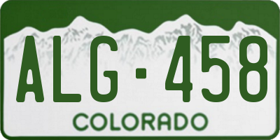 CO license plate ALG458