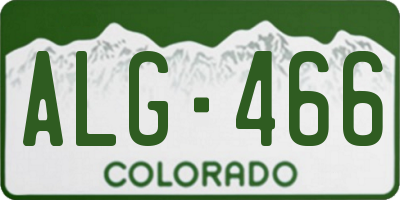 CO license plate ALG466