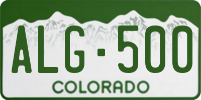 CO license plate ALG500