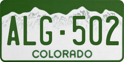 CO license plate ALG502