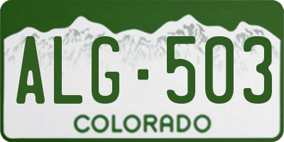 CO license plate ALG503
