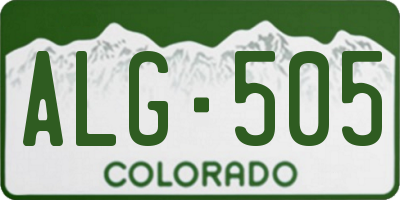 CO license plate ALG505