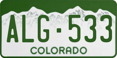 CO license plate ALG533