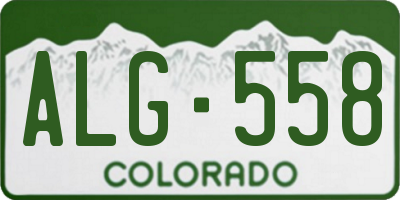 CO license plate ALG558