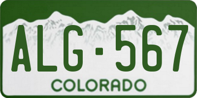 CO license plate ALG567