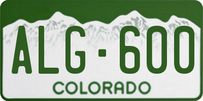 CO license plate ALG600