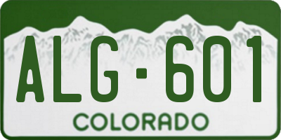 CO license plate ALG601