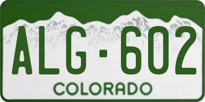 CO license plate ALG602