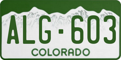 CO license plate ALG603