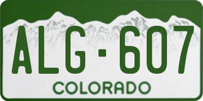 CO license plate ALG607