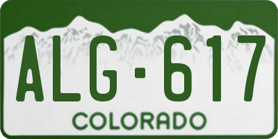 CO license plate ALG617