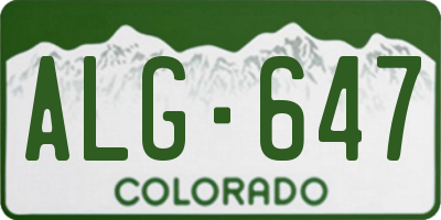 CO license plate ALG647